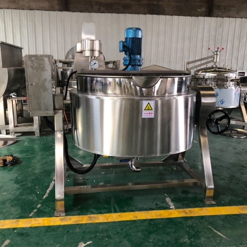 tilting type industrial jacketed cooking kettle with agitator